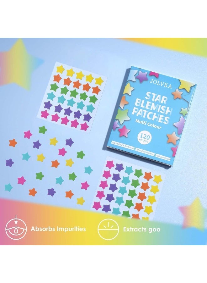 JOLVKA Star Pimple Patch - Multiple Colour Hydrocolloid Acne Pimple Patches (120 Patches) - Starface Blemish Patches-Vegan And Cruelty-Free Skincare - Image 3